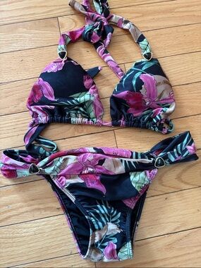 Adriana Degreas Floral Triangle Bikini Set M